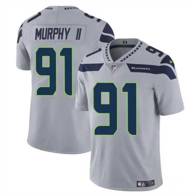 Men & Women & Youth Seattle Seahawks #91 Byron Murphy II Gray 2024 Draft Vapor Limited Stitched Jersey